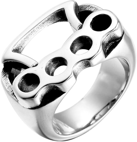 Quoouz Men's Fashion Stainless Steel Fight Rings Silver,Size X Amazon