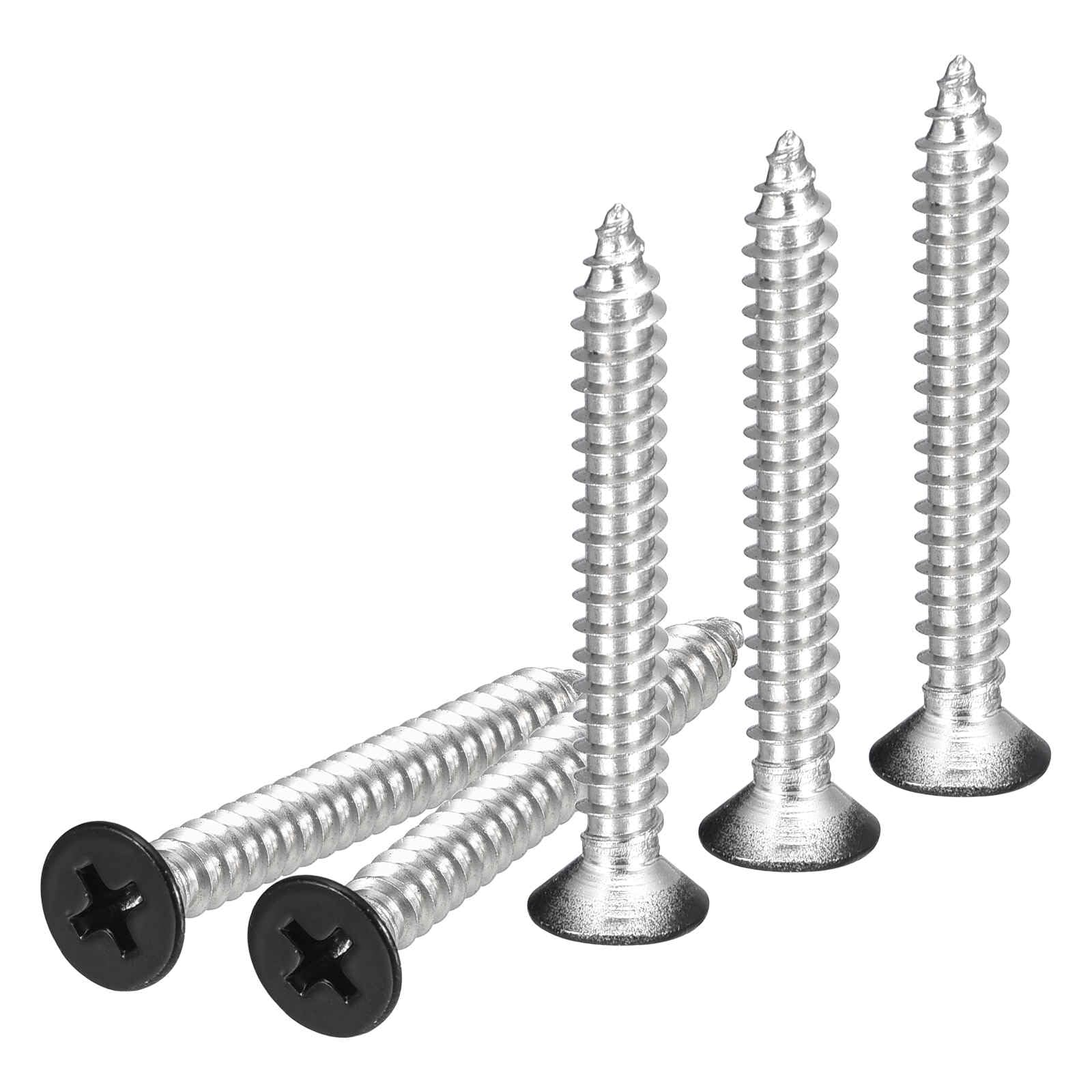 DTGN 100Pcs #10x1-1/2" Flat Head Wood Screws, 304 Stainless Steel Black Phillips Self Tapping Screws - Good for Woodworking, Furniture - Black — image 1