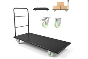 VEVOR Heavy Duty Platform Truck, 2000 lbs Capacity, Industrial Steel Flatbed Cart with Swivel Wheels and Handle, Platform Han
