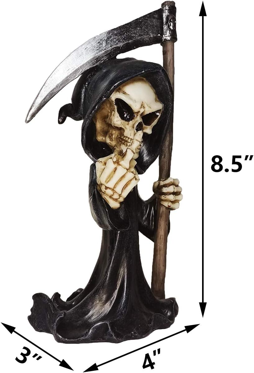 Muse Design Middle Finger Grim Reaper Gothic Decor Sculptures Statues Art Resin Decorations: Home & Kitchen