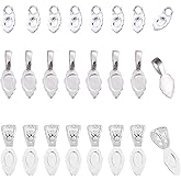 PH PandaHall 30Pcs 3 Styles Silver Glue on Bails Charm Pendants Brass Jewelry Bails Necklace Bails Earring Bails Small Spoon Charms Flat Pad Bails for Pendants Necklace Earring Jewelry Making, 13~25mm