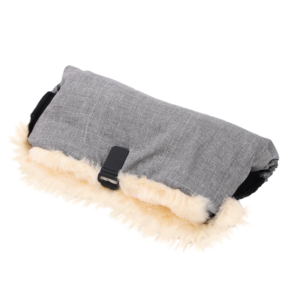 Merauno® Lamb Wool Hand Warmer, Warm Pram Hand Muff Gloves with Lamb Wool Lining, Muff, Kiwa, Buggy, Jogger, Bike Trailer, Wind and Waterproof, One Size (Light Grey Melange)