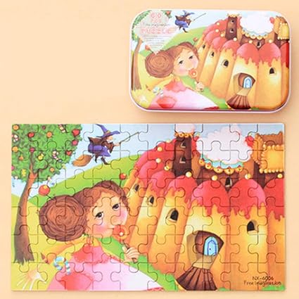 Leoie 60pcs Childrens Wooden Puzzles Baby Early Education Educational Toys Gift with Storage Box 2#
