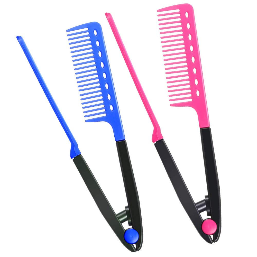 2Pcs V-Shaped Straightening Comb - Salon Hair Brush for Hairdressing Styling and Straightening - Suitable for Knotty Hair, Home and Salon Use