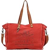 Myra Bag Boho Purses for Women - Boho Handbags for Women with Leather Detailing and Canvas Fabric, Casual Cloth Purses