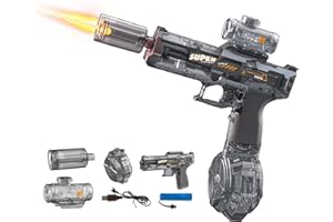 BOMOCO Electric Water Gun for Adults Kids, Automatic Squirt Guns with Cool Light Long Shooting Range,Powerful Water Guns Pistol Toys for Summer Swimming Pool Beach Outdoor Water Gun Blaster,Grey
