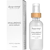 Deep Steep Hyaluronic Acid Face Serum, 1 oz – Hydrating Serum with Vitamin C, Argan Oil, Aloe Vera, Glycerin & Apricot Oil – Vegan, Clean Beauty Skincare, Smooth & Glowing Skin
