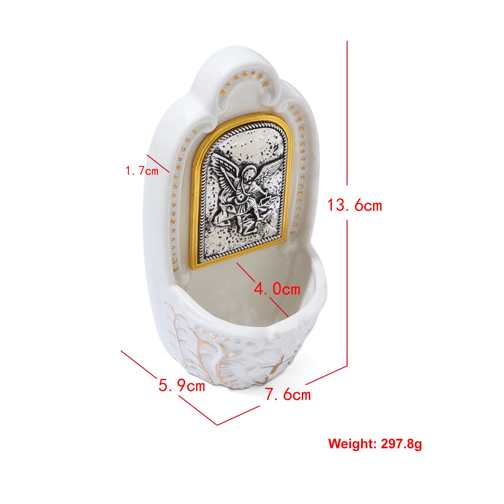 KOMI Saint Michael The Archangel Holy Water Fonts for Home Church Wall Hanging Decor Catholic Gifts 5 1/2 Inch