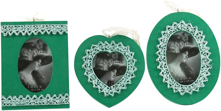 Tickos Resin Green Lace Photo Frame Hanging Picture Frame Good Choice for Birthday Party Home Wall Decor (green frame-03)