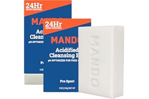 Mando Acidified Cleansing Bar - 24-Hour Odor Control - Removes Odor Better than Soap - Moisturizing Formula - SLS Free, Paraben Free - Safe For Sensitive Skin - Pro Sport