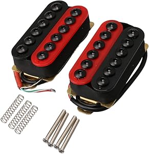 Yibuy 1ペア 赤と黒 インベーダーハムバッカー 二重コイル セラミックマグネット 高出力