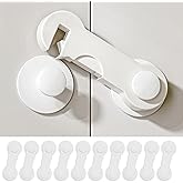 10 Pack Child Locks for Cabinets, White Baby Proof Cabinet Lock Child Safety Locks with Adhesive (No Drilling) for Drawers Cu