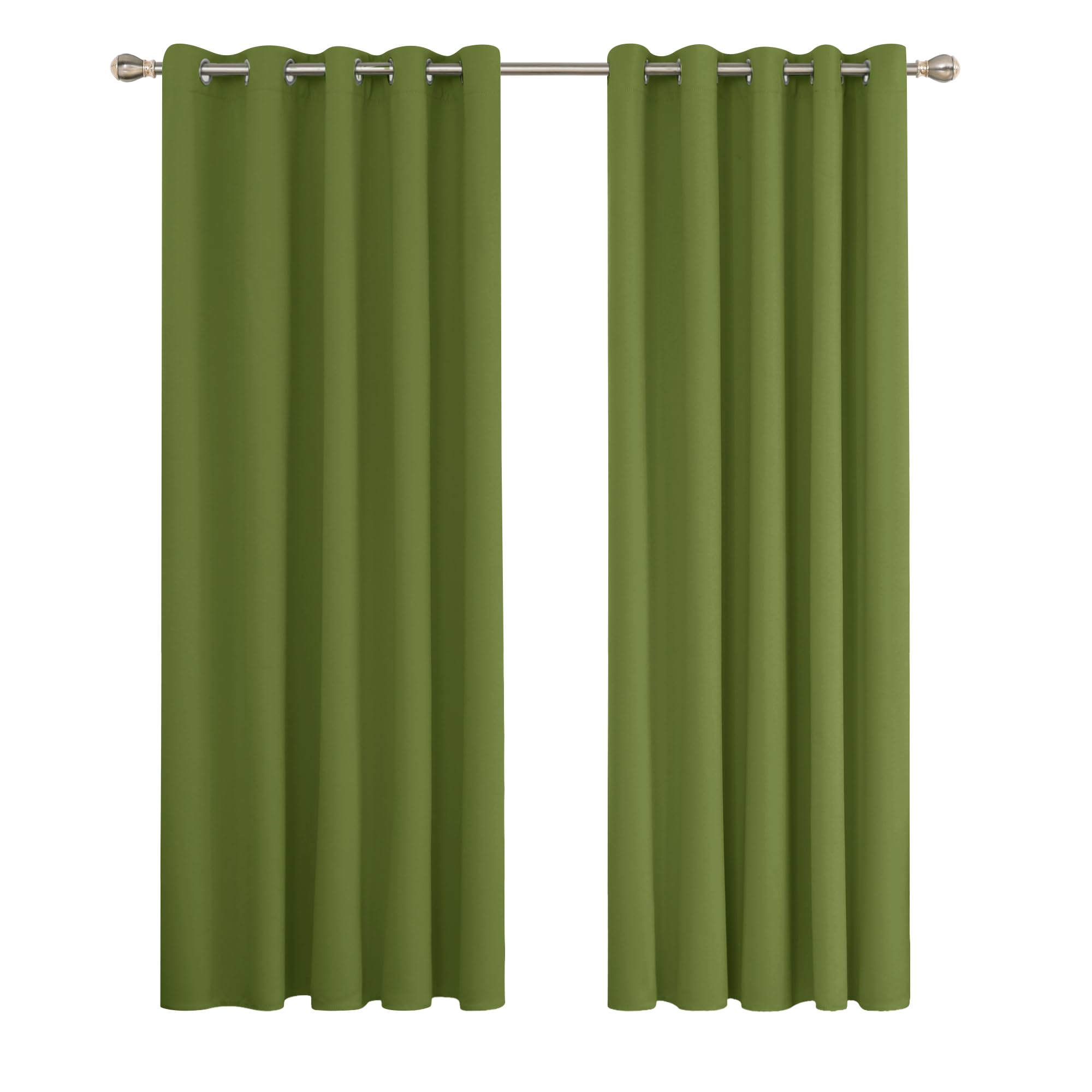 Deconovo Super Soft Solid Thermal Insulated Eyelet Living room Blackout Curtains for Girls, 66" Width x90 Drop, 1 Pair, Green