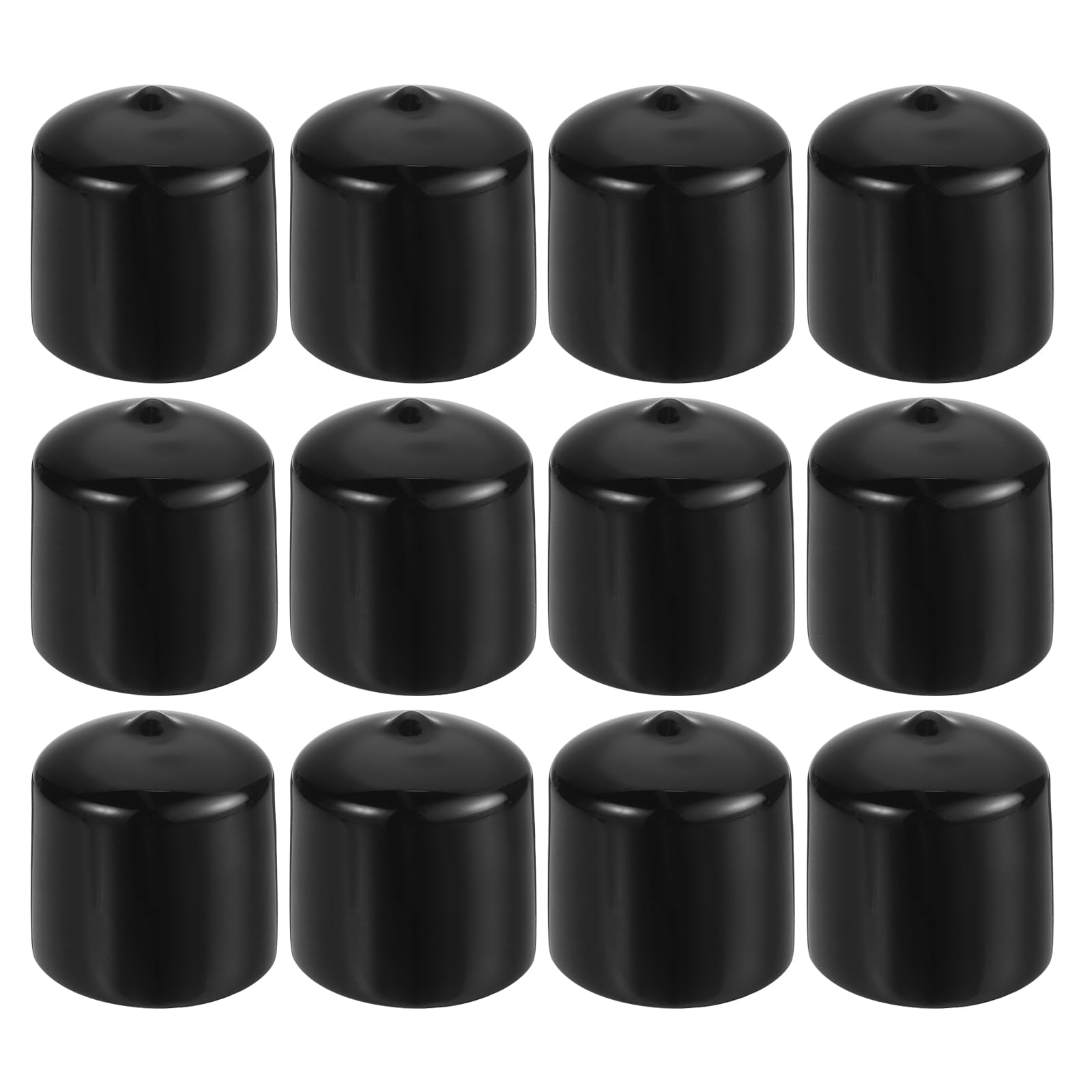 PATIKIL 1 1/8" ID Round Rubber End Caps, 12 Pcs Rubber Bolt Covers Caps PVC Rubber Screw Covers Flexible Screw Thread Protector Caps for Metal Tube Rod Bolt, Black