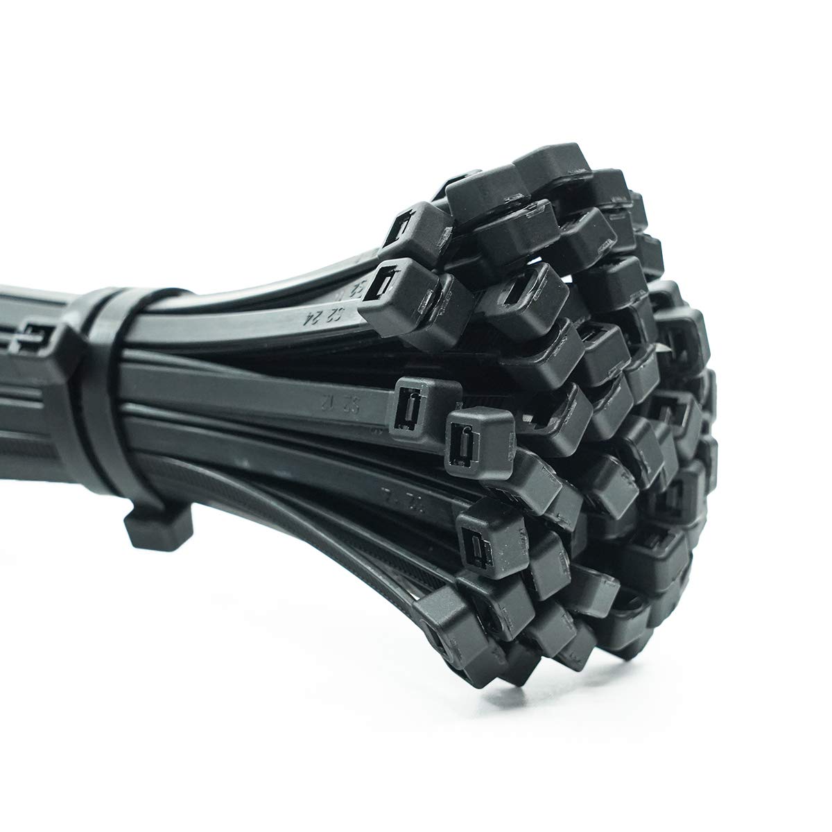 ERKO Cable Ties Heavy Duty Black 300 x 7,6 mm 100 Pieces UV Resistant 120lbs Tensile Strength, Zip Tie Wraps, Strong, Cable Managment