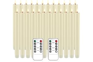 24-Pack 9-Inch Falmeless LED Taper Candles with Timer Remote - Ideal for Weddings, Dining Tables, Party& Home Decor.