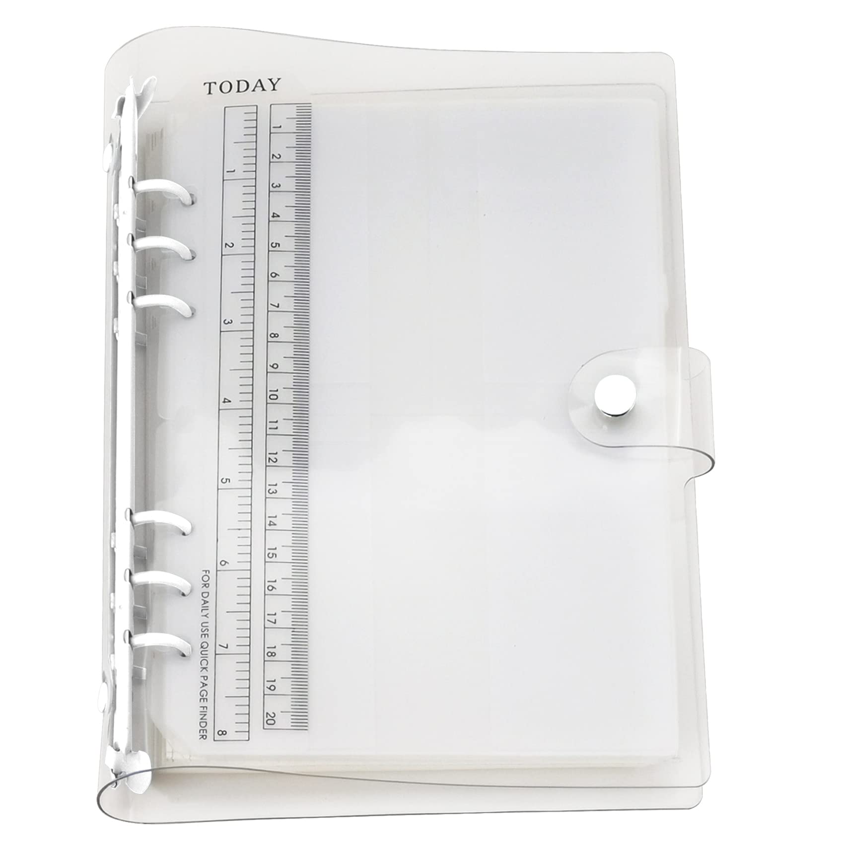 A6 A5 6-Holes Colorful PVC Cover Round Ring View Binder with Snap Button Closure File Folder (Snow White, A5 Combo)