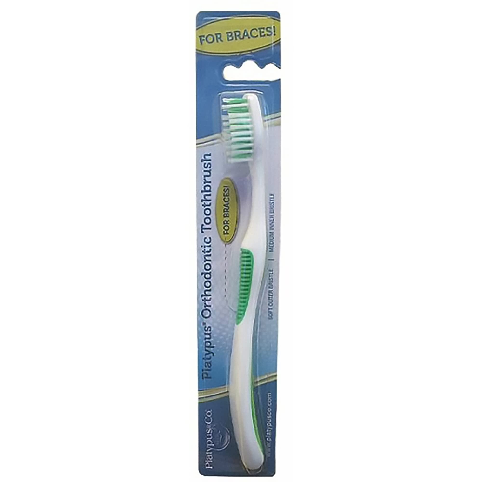 Platypus Orthodontic Toothbrush, Better Access Over Brackets & Archwires, Silcone Grip, Helps to Keep Teeth & Gums Clean