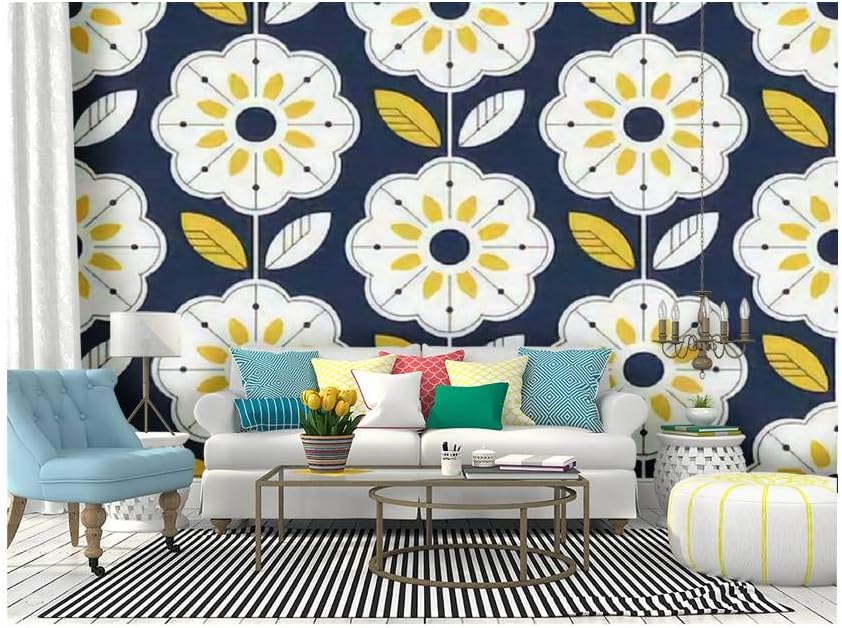 Amazon Com Skiwamural Self Adhesive Wallpaper Roll Paper Seamless Floral In Scandinavian Style Removable Peel And Stick Wallpaper Decorative Wall Mural Posters Home Covering Interior Film Home Kitchen