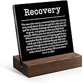 Juoqg Recovery Acrylic Sign with Wooden Stand, Recovery Gifts for Men Women, Sobriety Gifts for Family Friend, Addiction Recovery Gifts, Sobriety Anniversary Plaque, Sober Encouragement Gifts B
