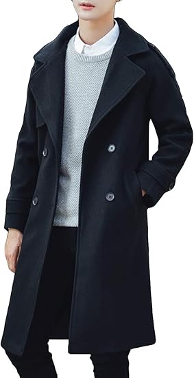 Amazon ニカ メンズ チェスターコート ゆる おしゃれ 無地 メンズ ラシャコート メルトン大きいサイズ 膝丈 ハンサム カッコイイ ダブルボタン 長袖コート韓国風 コート ジャケット 通販