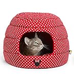 Disney Minnie Mouse 2-in-1 Honeycomb Hut Cuddler in Minnie Dots, Red, Standard (Dog Bed/Cat Bed)