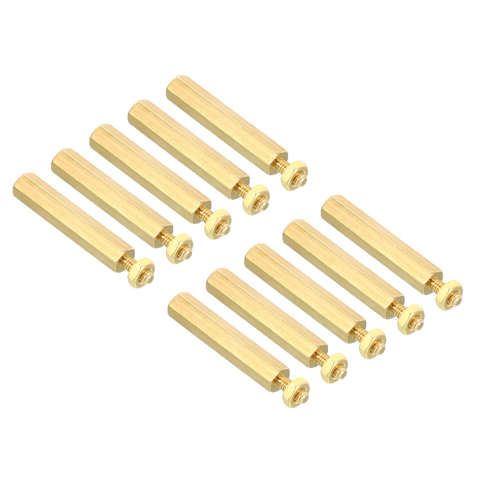 PATIKIL 25mm+6mm M2.5 Standoff Screws, 40 Pack Brass Hex PCB Standoffs Nuts for Motherboards, Computer Cases, Circuit Boards, Electronics, Gold Tone