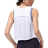 Women's Pleated Cropped Sports Tank Tops Sleeveless Running Workout Tops Active Yoga Tops Shirts