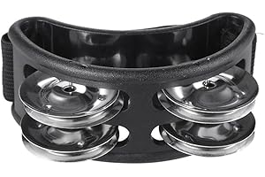 Musfunny Foot Tambourine Percussion Musical Instrument Foot Drum Set with Metal Jingle Bell for Guitar Drum Accessory (Black)