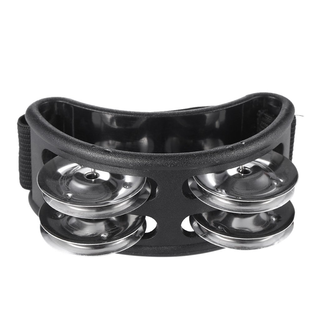Musfunny Foot Tambourine Percussion Instruments: Foot Tambourines for Adults with Metal Jingle Bell - Foot Drum for Guitarist Musicians Singers Music Class Bands (BLACK)