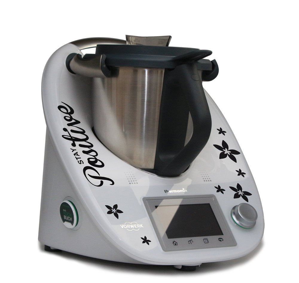 Thermomix TM5 Aufkleber – Märchenmotiv „Fee Mit Pilz“, Mattschwarz, Wasserdicht, Selbstklebend