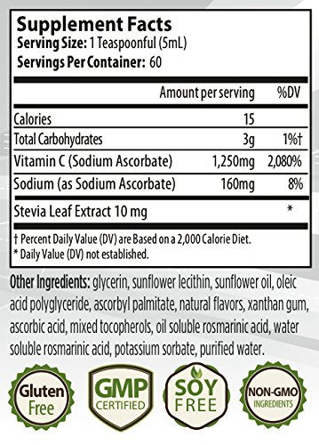 Liposomal Vitamin C by NANONUTRA - #1 Recommended Best Vitamin C Supplement: 60-1250mg Servings From Sodium Ascorbate | Liposomal Encapsulated Vitamin C Ensures Maximum Bioavailability*