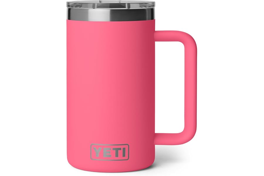 YETI Rambler 24 oz Ceramic Lined Stackable Mug, Tropical Pink | Double-Wall Vacuum Insulated, Stainless Steel with MagSlider Lid