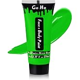 Go Ho Amazon Green Face Body Paint Washable for Halloween Makeup(2.37oz) | Water Based Cream Full Body Paint,Green Accessories,Halloween Costumes Cosplay SFX Fiti Goblin Gamora Beast Boy Makeup