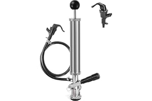 Hilangsan 8” Keg Pump Beer Keg Tap D System Keg Party Pump for US Sankey Keg Pump Stainless Steel Probe Coupler Beer Tap for Keg No Block No Leak Picnic Pump with Beer Line Faucet Hose Clamps