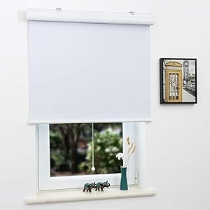 SUNFREE Blackout Window Shades Cordless Roller Shades for Window and Door, Home and Office, White(Upgrade Version), 23