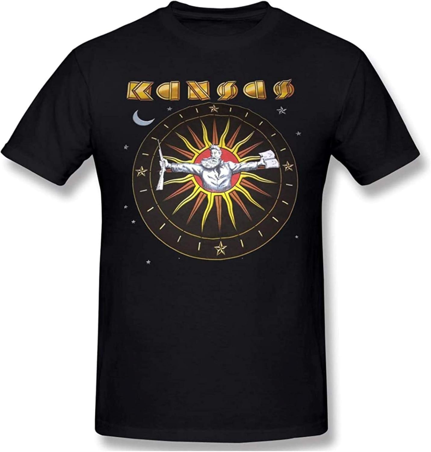 Kansas Band Men's Casual Short Sleeve TShirt Popular tee Shirt Black