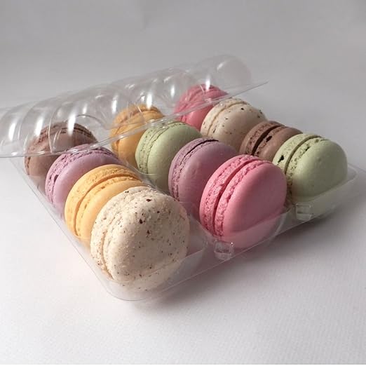 Transparente de macarons en bandejas/caja de 12 macaroons - unidades 100: Amazon.es: Hogar