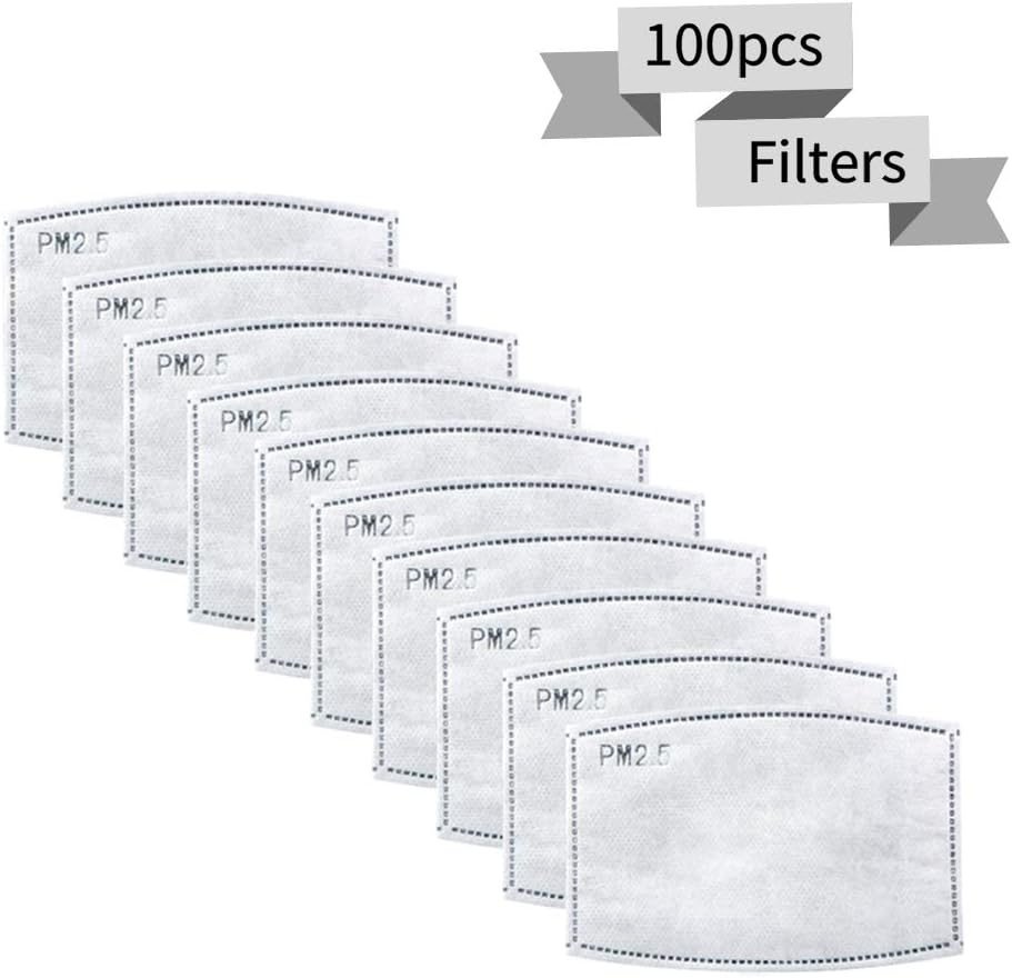 LBZE 100Pcs PM2.5 N95 Activated Carbon Filter Insert 5 Layers Protective Filter,Cotton Dust Mask Filters, Breathing Mouth Mask Filter for Outdoor Activities