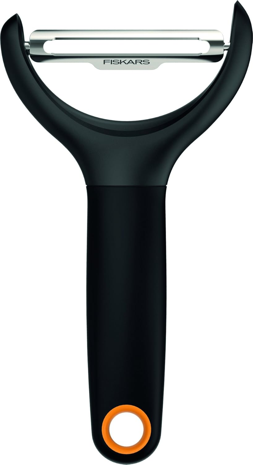 Fiskars Gemüseschäler, 23 x 7,9 x 2 cm, Stahl/Kunststoff, Functional Form, Schwarz, 1016122