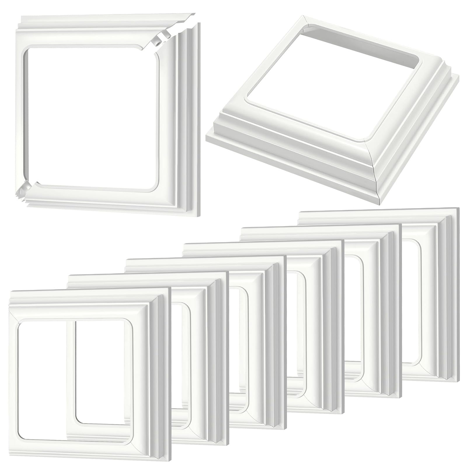 Photo 1 of 4 Inch Vinyl Post Skirt/England Style Vinyl Fence Post Cups White Column Wraps Reusable Column Wraps Post Trim for Porch Fence Deck Stairs Rails (8)