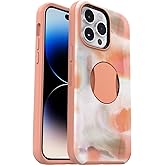 OtterBox iPhone 14 Pro (Only) OtterGrip Symmetry Series Case - PEACHES (Orange), built-in grip, sleek case, snaps to MagSafe, raised edges protect camera & screen