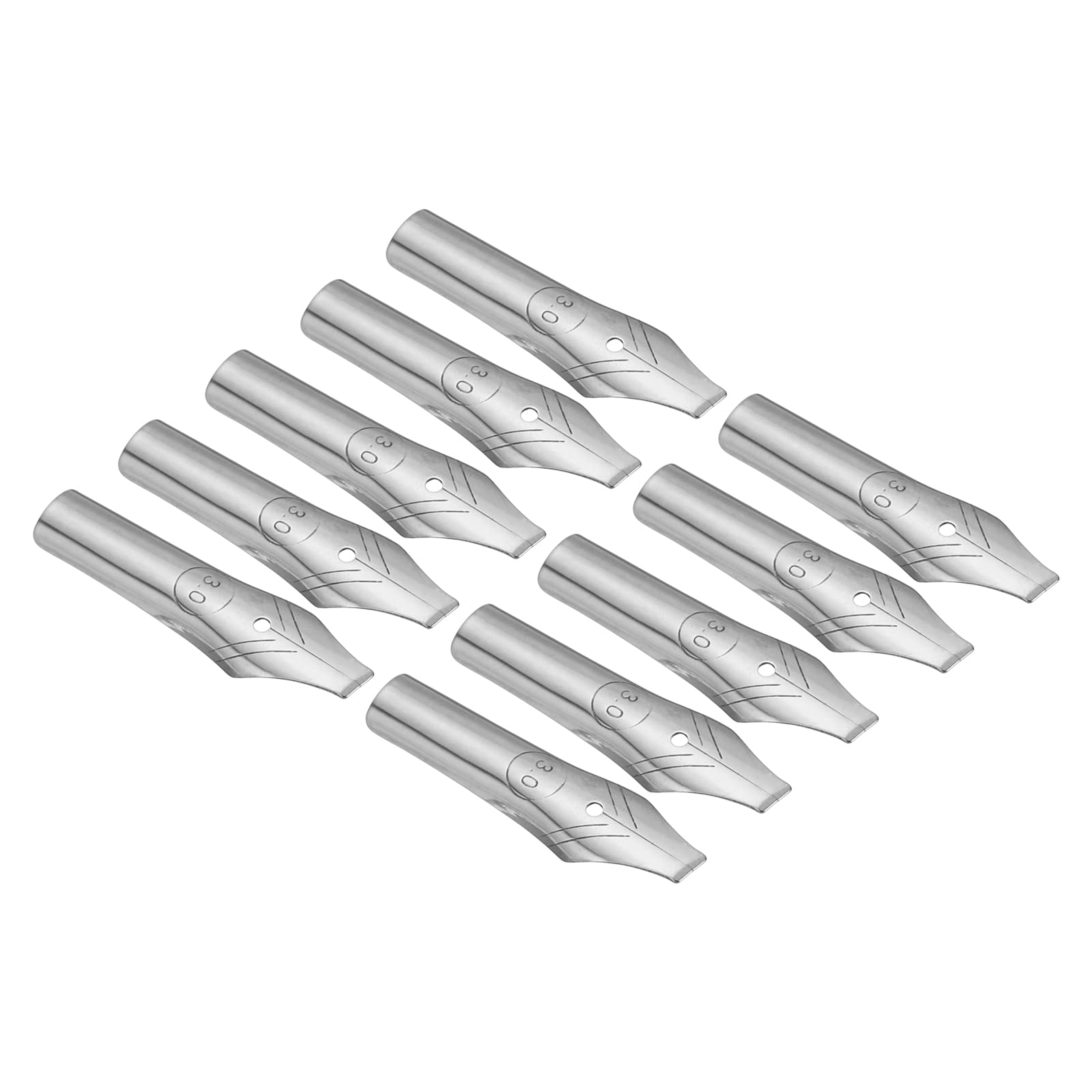 PATIKIL 3mm Line Width Fountain Pen Nib Replacement, 10 Pack 304 Stainless Steel Ink Dip Calligraphy Pen Nib for Drawing Writing, Silver