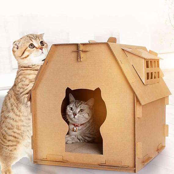 YUOKI Cardboard Cat House Scratcher,Cat Scratch Board Diy Corrugated