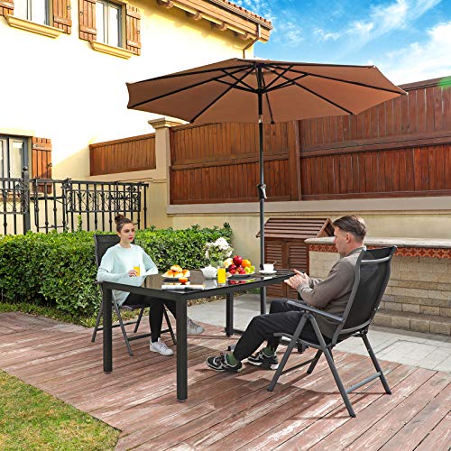 SONGMICS Gartenstuhl 2er Set, Klappstuhl, Outdoor-Stuhl, mit Metallgestell, 8-Fach verstellbare Rückenlehne, bis 150 kg belastbar, schwarz GCB29BK – Bild 3