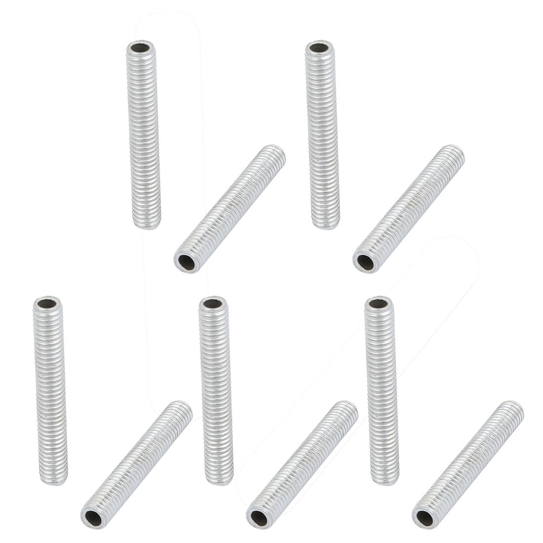 Sourcingmap Lamp Pipe Nipple, M6 Thread 40mm Length Hollow Lamps Repair Part Hardware for Lamp Lights, Zinc Plated Silver Tone, Pack of 10