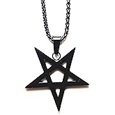 Xerxes Jewelry Pentagram Necklace Inverted Pagan Satanic Goth Occult Witchcraft (Black)