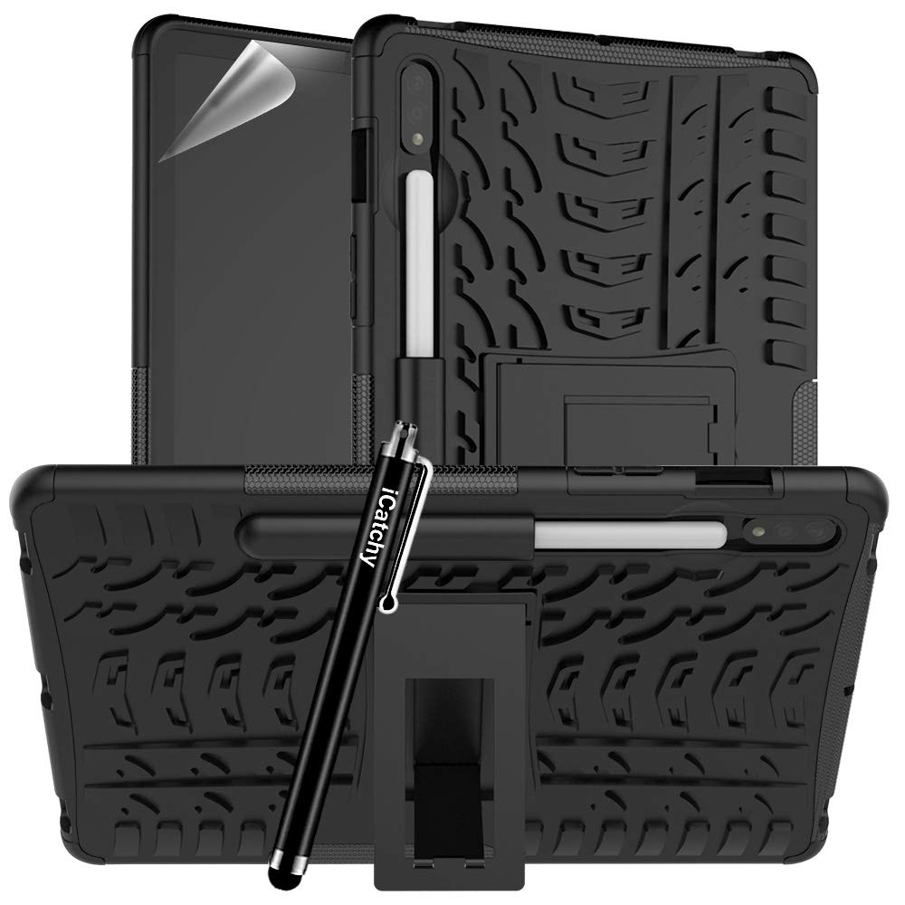For Samsung Galaxy Tab S7 Case (11'') Inch Case, (T870 / T875) 2020 Heavy Duty Armor Hybrid Shockproof Dual Layer Hard Cover (Black)