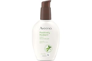 Aveeno Positively Radiant Daily Face Moisturizer with SPF 15 Sunscreen, Hydrating Facial Moisturizer with Soy Extract to Improve Skin Tone and Texture, Hypoallergenic Formula, Oil-Free, 4 FL OZ