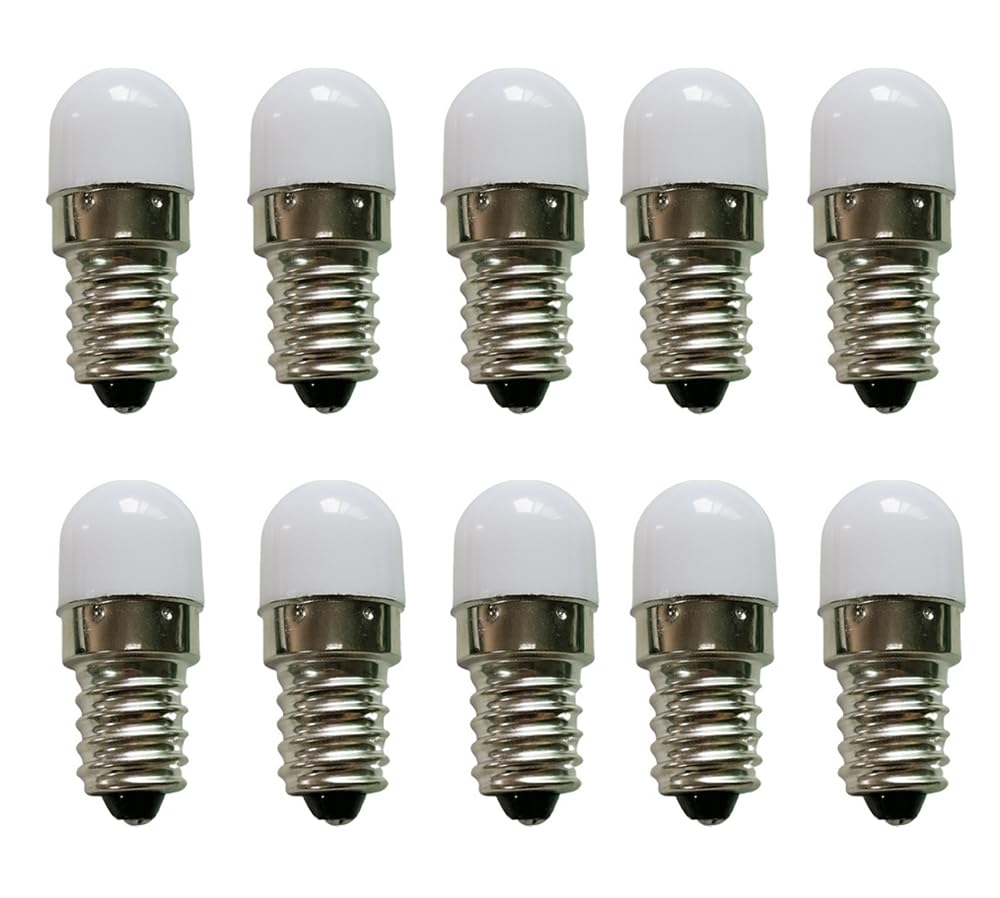 ShuoHui E10 LED Light Bulb, 3 V to 24 V, Warm White, Pack of 10 AC/DC E10 Miniature Screw LED Lamps, Torches, 0.2 W, 3000 K (3 Volt)